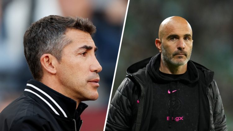 A split image of Bruno Lage and Chelsea boss Enzo Maresca