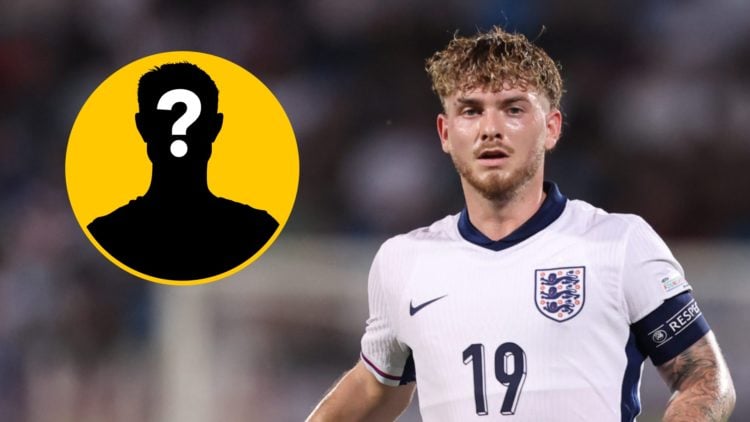 Harvey Elliott during the UEFA UNDER21 Championship Slovakia 2025 match between England and Germany, inset, mystery icon.