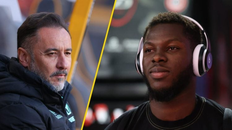 Vitor Pereira watches on from the Wolves dugout (left), Yunus Musah listening to music (right)