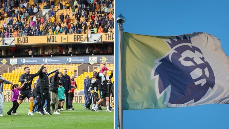 A split image of Wolves with a Premier League logo