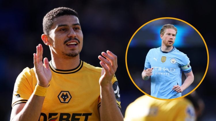 Andre claps Wolves fans after winning at Molinuex (left), Kevin De Bruyne features for Man City at the Etihad (right)