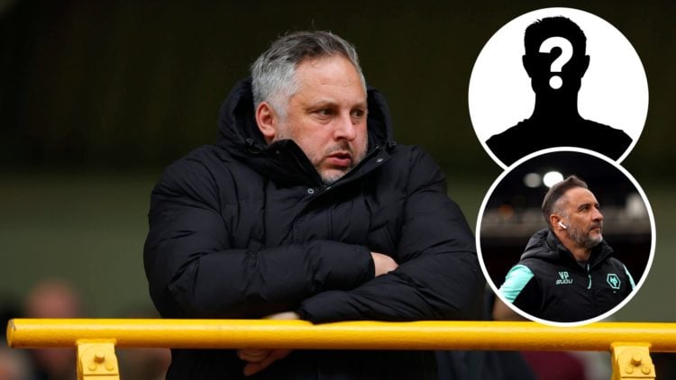 An image of Wolves sporting director Matt Hobbs with insets of Vitor Pereira and a mystery icon