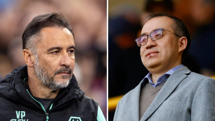 Wolves manager Vitor Pereira looks on (left), Chairman Jeff Shi at Molineux (right)
