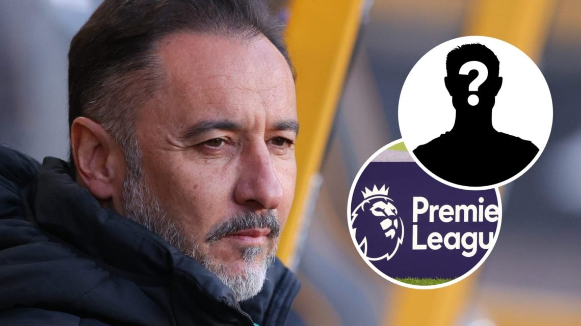 Vitor Pereira during the Premier League match between Wolverhampton Wanderers and West Ham United, inset, a detailed view of the Premier League log...