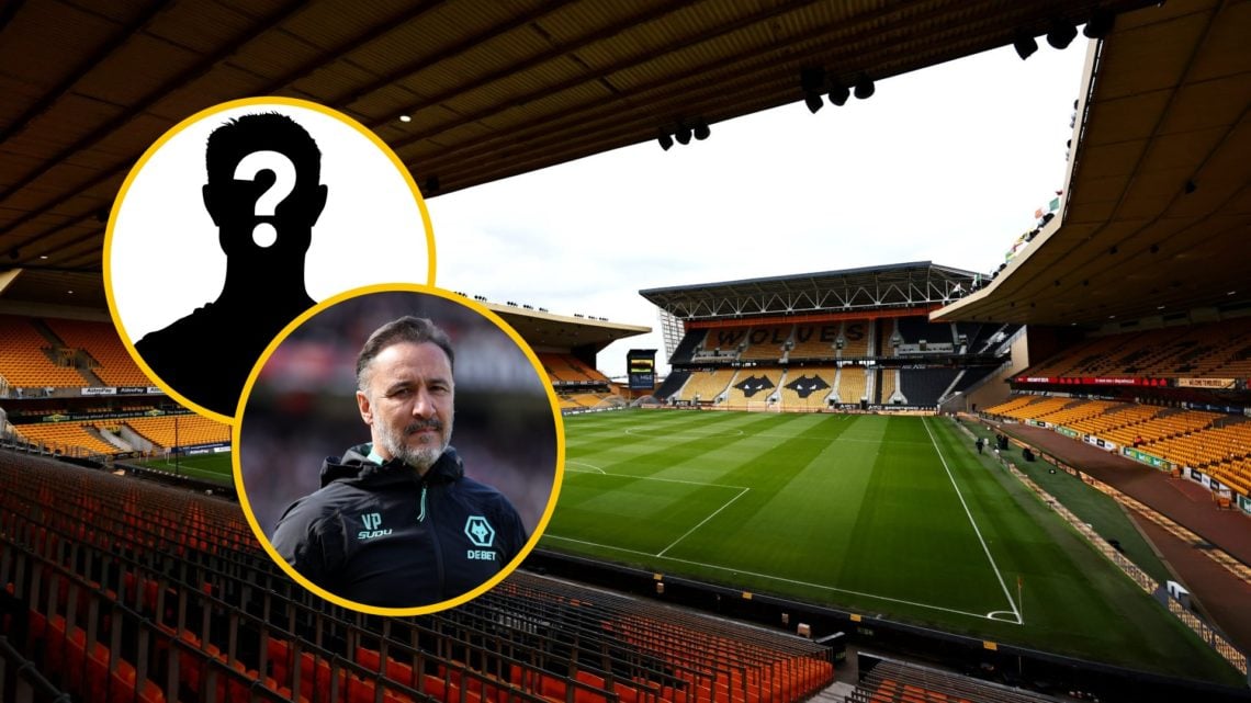 A general view of Molineux (central), Wolves manager looks on Vitor Pereira (lower inset), mystery player (upper inset)