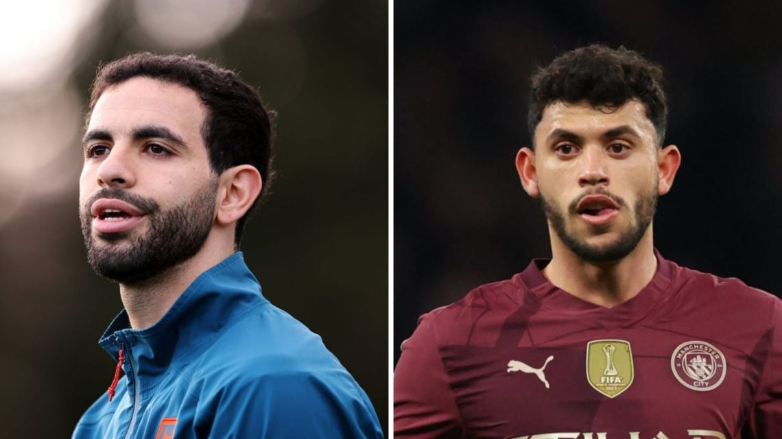 Rayan Ait-Nouri in Wolves training (left), Matheus Nunes playing for Manchester City (right)