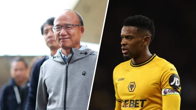 A split image of Wolves owner Fosun and Nelson Semedo