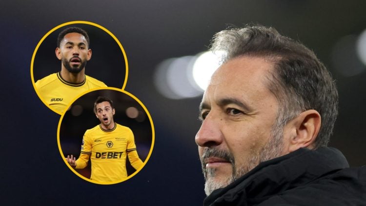 Wolves manager Vitor Pereira looks on (right), Matheus Cunha playing for Wolves (upper inset), Pablo Sarabia playing for Wolves (lower inset)