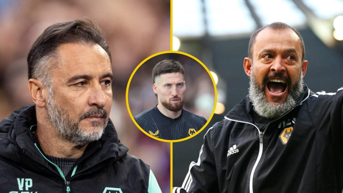 Wolves manager Vitor Pereira (left), former Wolves manager Nuno Espirito Santo (right), Wolves defender Matt Doherty (inset)