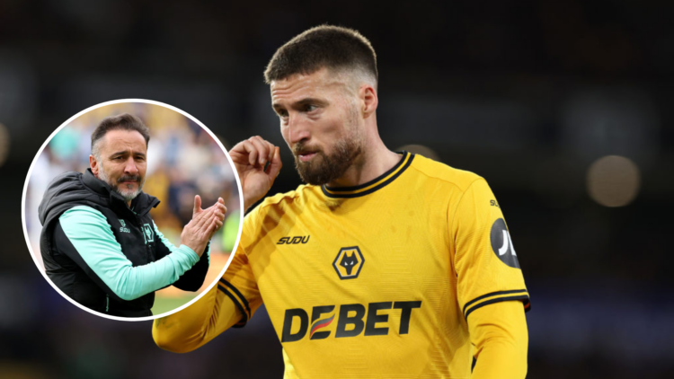Matt Doherty of Wolverhampton Wanderers looks on during the Premier League match between Wolverhampton Wanderers FC and West Ham United FC. Inset, ...