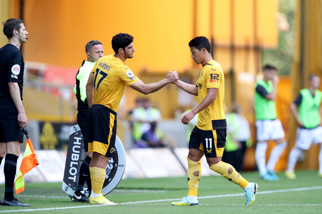 Goncalo Guedes replaces Hwang Hee-chan for Wolves.