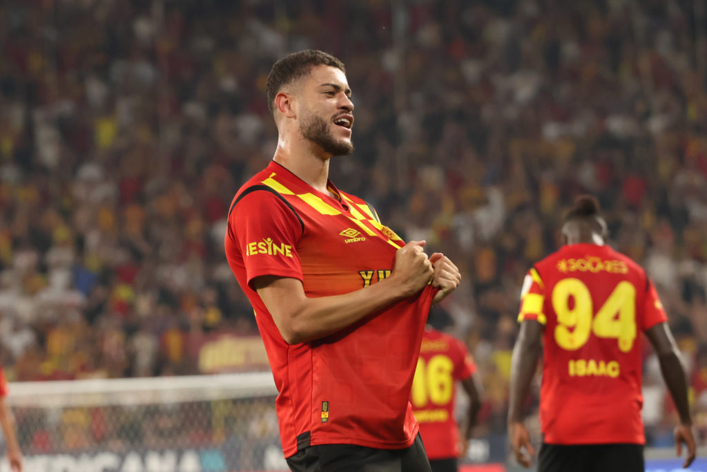 Romulo Cardoso celebrates after scoring for Goztepe.