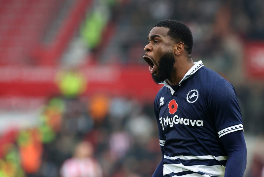 Japhet Tanganga shouts while playing for Millwall.