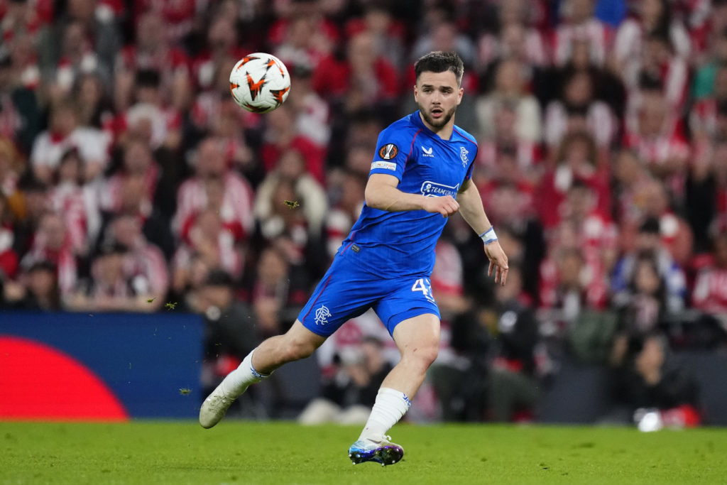 Nico Raskin playing for Rangers against Athletic Bilbao.