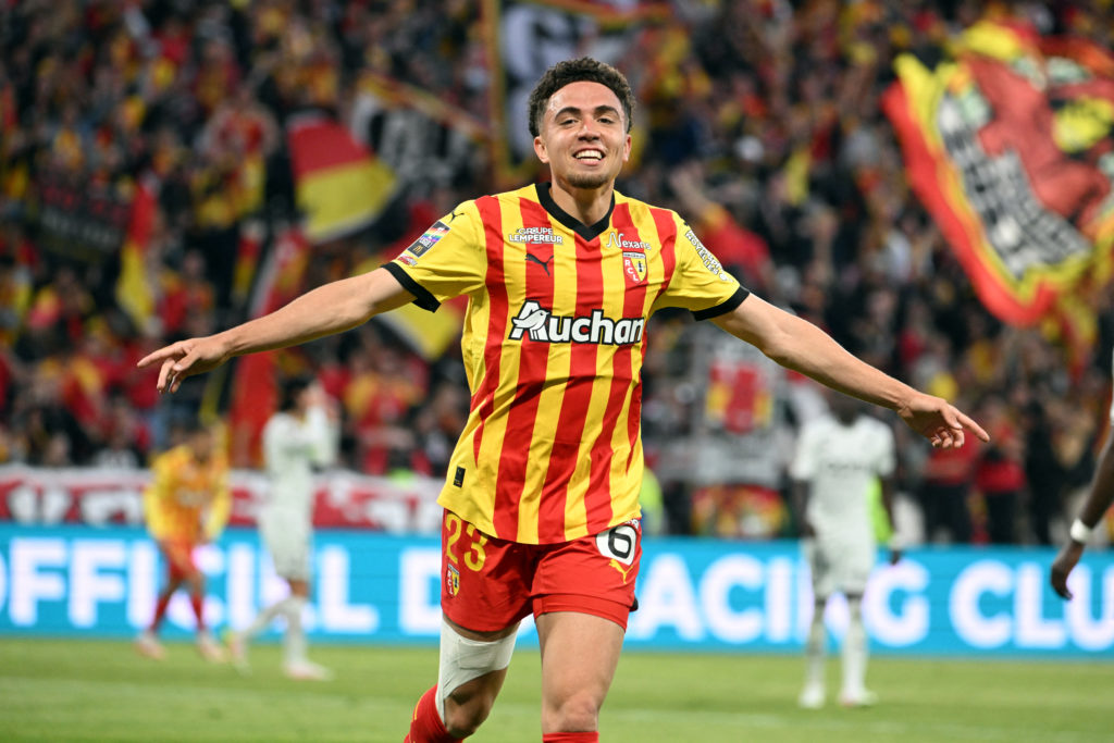 Neil El Aynaoui celebrates after scoring for Lens.