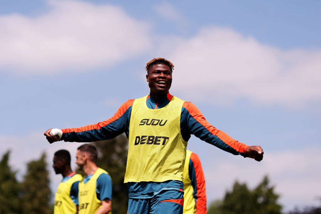 Emmanuel Agbadou in Wolves training.