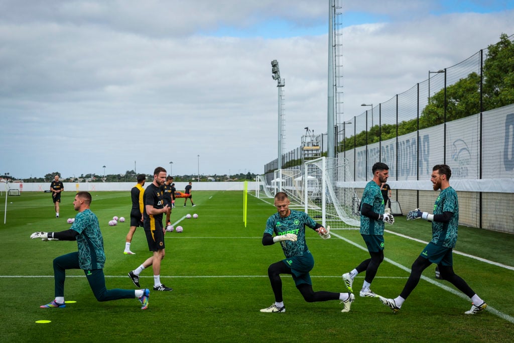 Wolves goalkeepers Jose Sa, Tom King, Dan Bentley and Sam Johnstone during pre-season training in Portugal.
