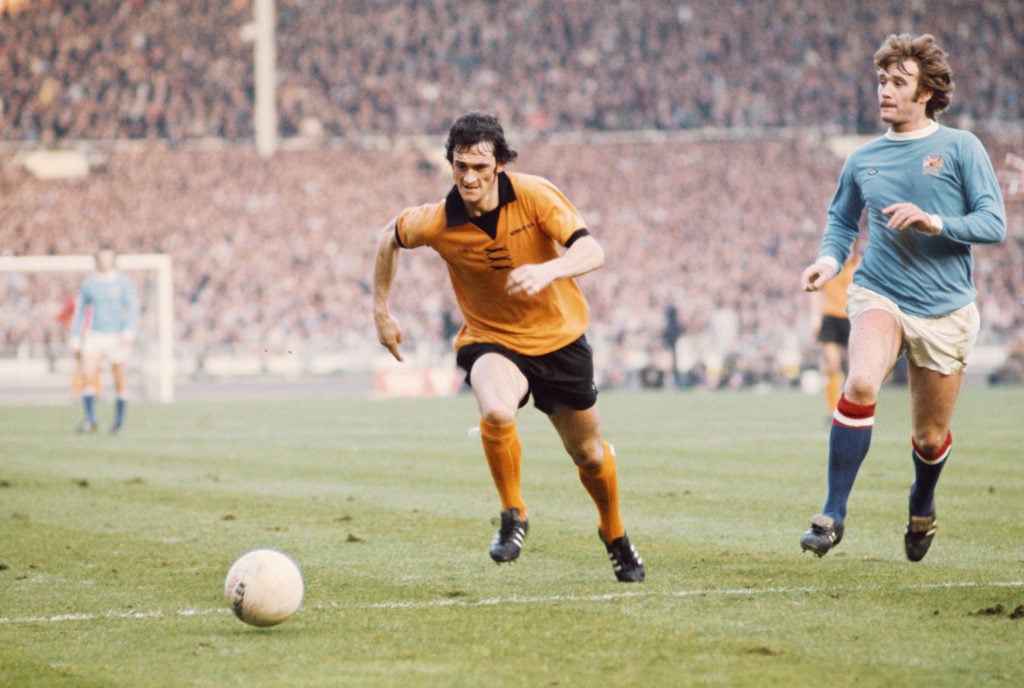 Wolves playing the 1974 League Cup final against Manchester City
