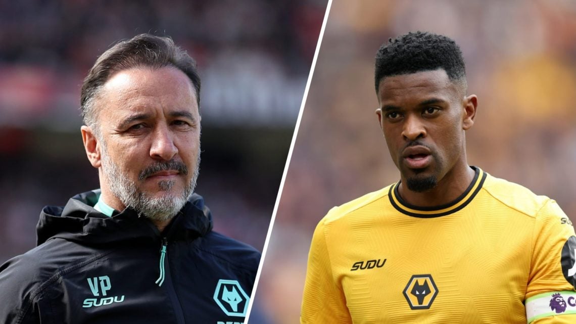 Wolves manager Vitor Pereira looks on (left), Nelson Semedo captaining Wolves (right)