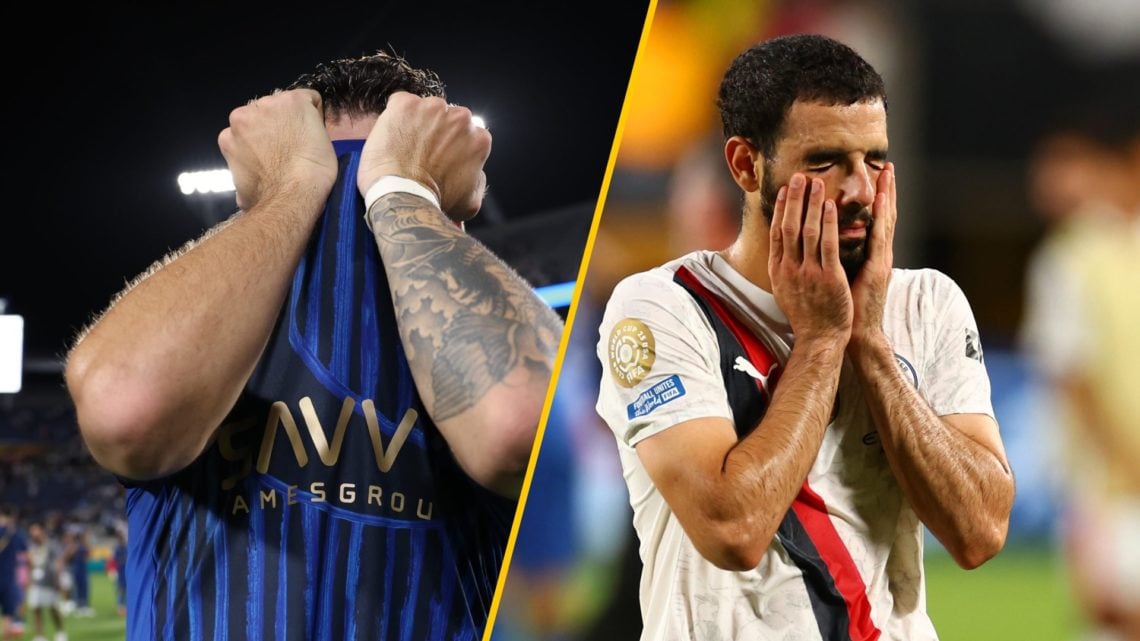 Split image of (L) Ruben Neves during the FIFA Club World Cup 2025 round of 16 match between Manchester City and Al-Hilal and (R) Rayan Ait-Nouri f...
