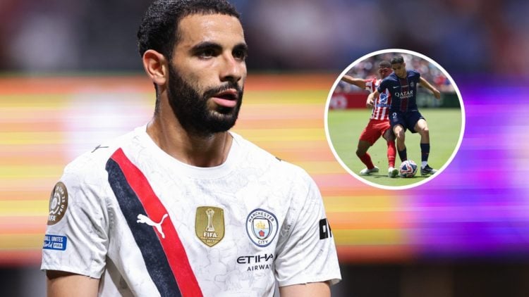 An image of Man City's Rayan Ait-Nouri with an inset of Samuel Lino