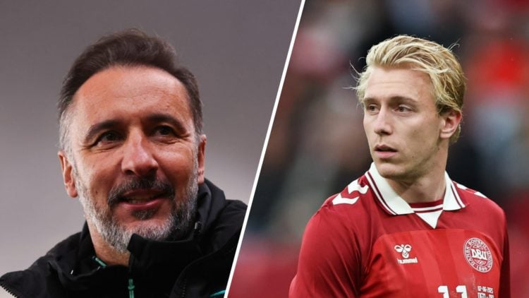 Wolves manager Vitor Pereira smiling (left), Mika Biereth playing for AS Monaco (left)