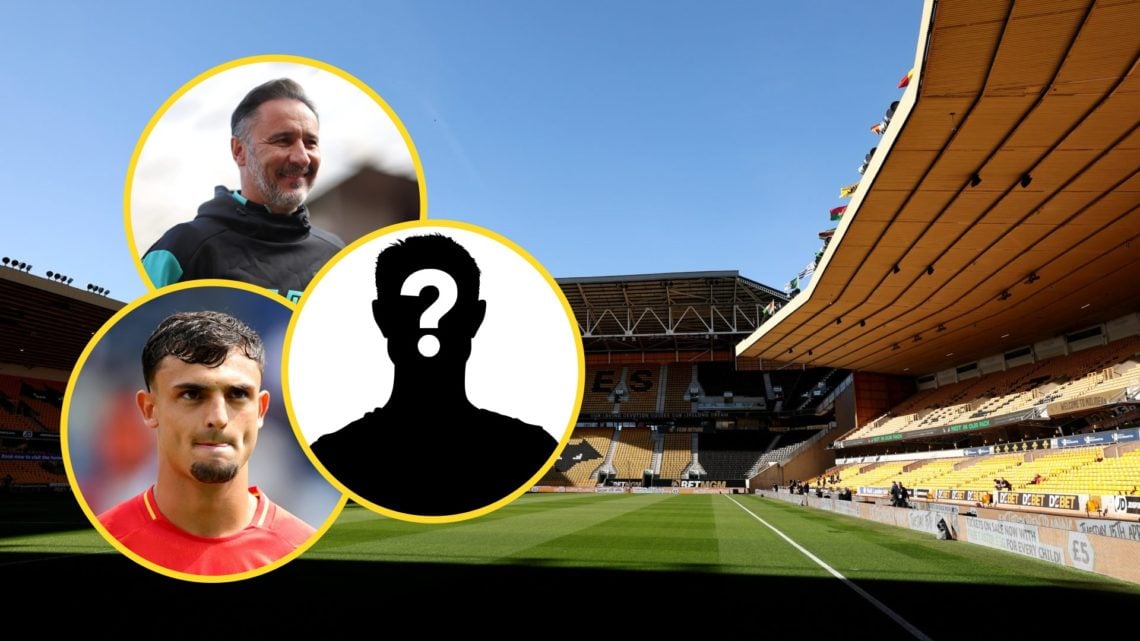 A general view of Molineux (centra), Marc Pubill (left inset), Vitor Pereira (top inset), mystery player (right inset)