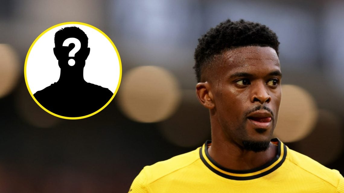 Nelson Semedo playing for Wolves (right), mystery player (inset)