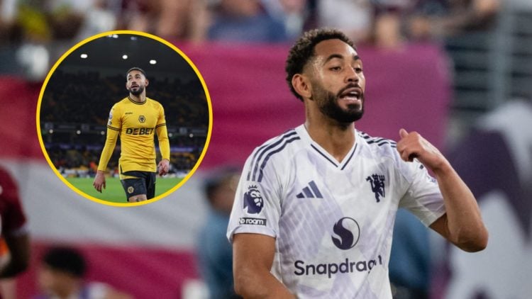 Matheus Cunha action during the Premier League Summer Series match between Manchester United & West Ham United, inset, Matheus Cunha when he played...