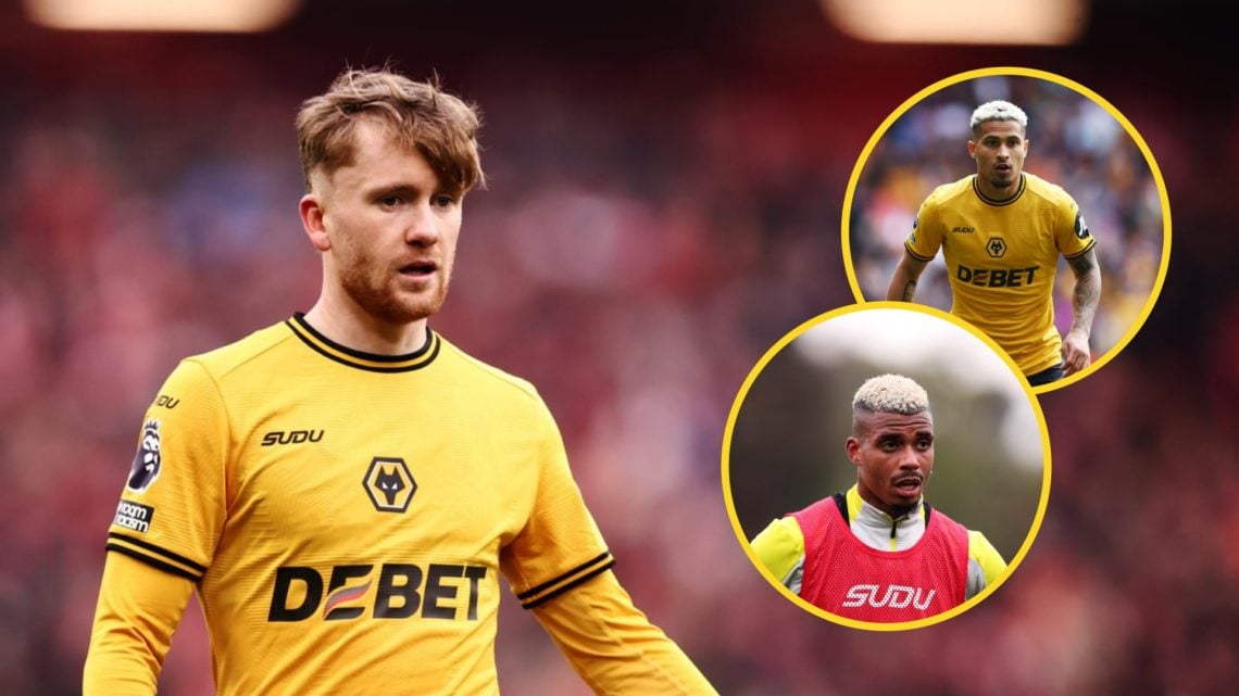 Tommy Doyle playing for Wolves (left), Joao Gomes playing for Wolves (upper inset), Mario Lemina playing for Wolves (lower inset)