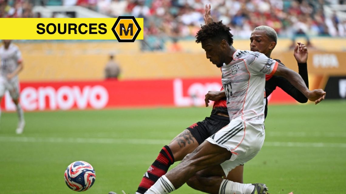 Kingsley Coman and Flamengo's Wesley fight for the ball during the FIFA Club World Cup 2025.