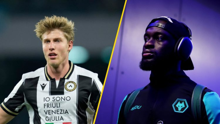 Thomas Kristensen playing for Udinese (left), Wolves defender Toti Gomes listens to music (right)