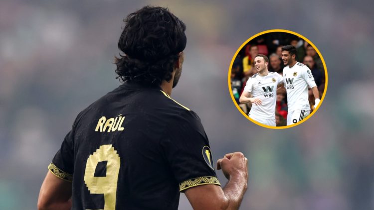 Raul Jimenez during the finals of the CONCACAF Gold Cup 2025 between the United States and Mexico, inset, Diogo Jota and Raul Jimenez during the Pr...