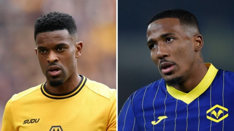 Nelson Semedo playing for Wolves (left), Jackson Tchatchoua in action for Hellas Verona (right)
