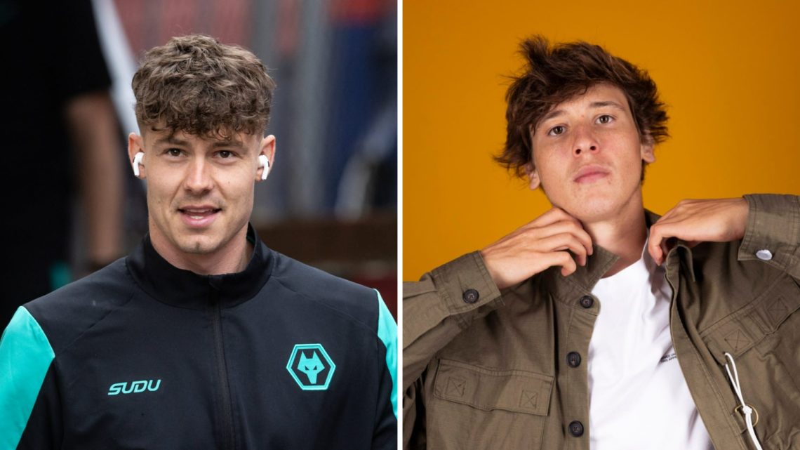 Jorgen Strand Larsen listening to music (left), Fer Lopez poses after signing for Wolves (right)