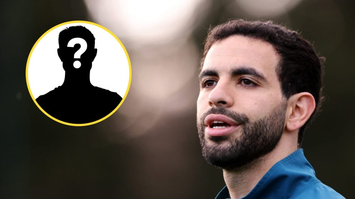 Rayan Ait-Nouri in Wolves training (right), mystery player (left)