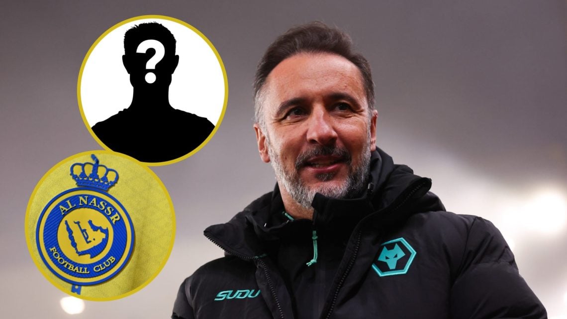 An image of Wolves boss Vitor Pereira with an inset of the Al-Nassr badge and mystery player