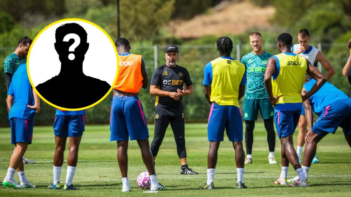 Wolves players receive instructions from Vitor Pereira during pre-season training (central), mystery player (inset)