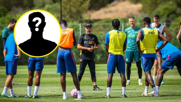 Wolves players receive instructions from Vitor Pereira during pre-season training (central), mystery player (inset)