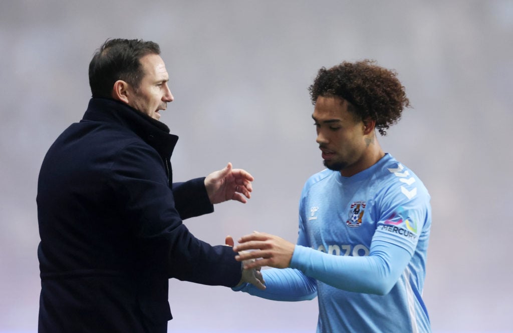 Frank Lampard embraces Milan van Ewijk for Coventry City.