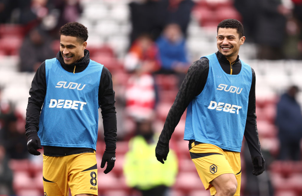 Andre and Joao Gomes warming up for Wolves.