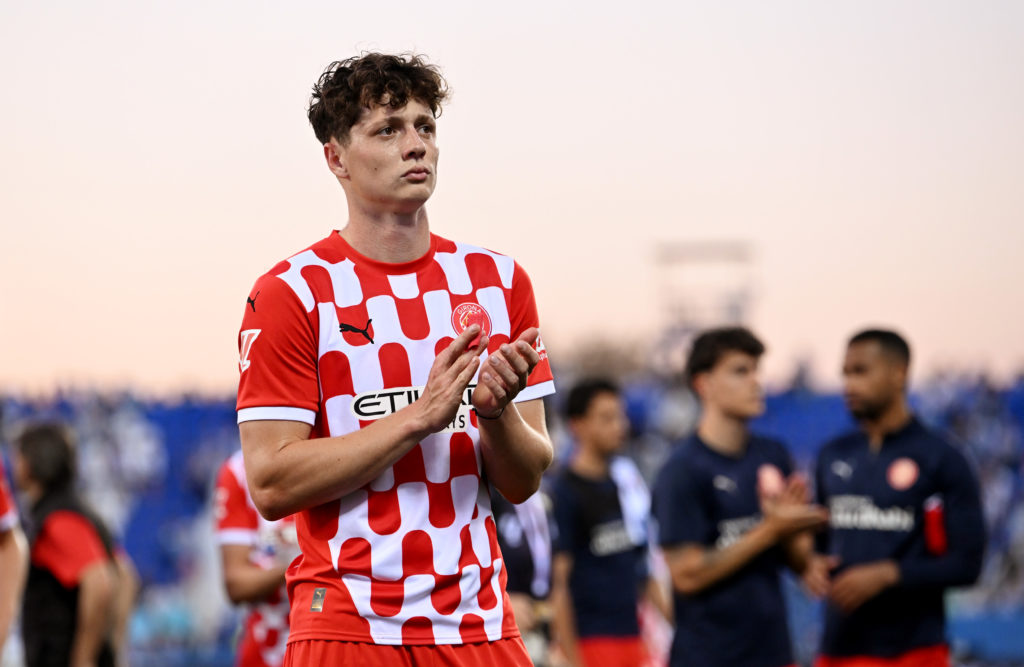 Girona defender Ladislav Krejci claps.