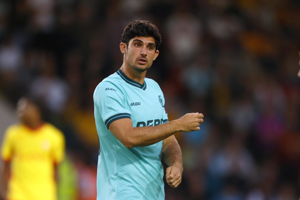 Goncalo Guedes playing for Wolves in pre-season against RC Lens