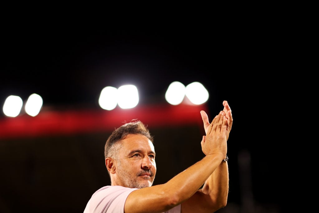 Wolves manager Vitor Pereira applauds fans.