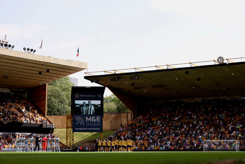 Players, match officials and fans take part in a minute's silence in memory of former football player Diogo Jota and his brother Andre Silva, who passed away on the 3rd of July 2025