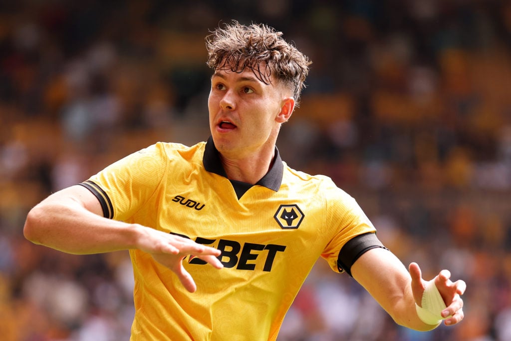 Jorgen Strand-Larsen of Wolverhampton Wanderers in action during the pre-season friendly match between Wolverhampton Wanderers and Celta Vigo at Molineux