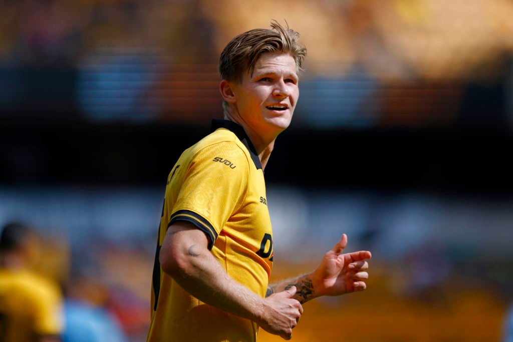 David Moller Wolfe making his debut for Wolves at Molineux against Celta Vigo