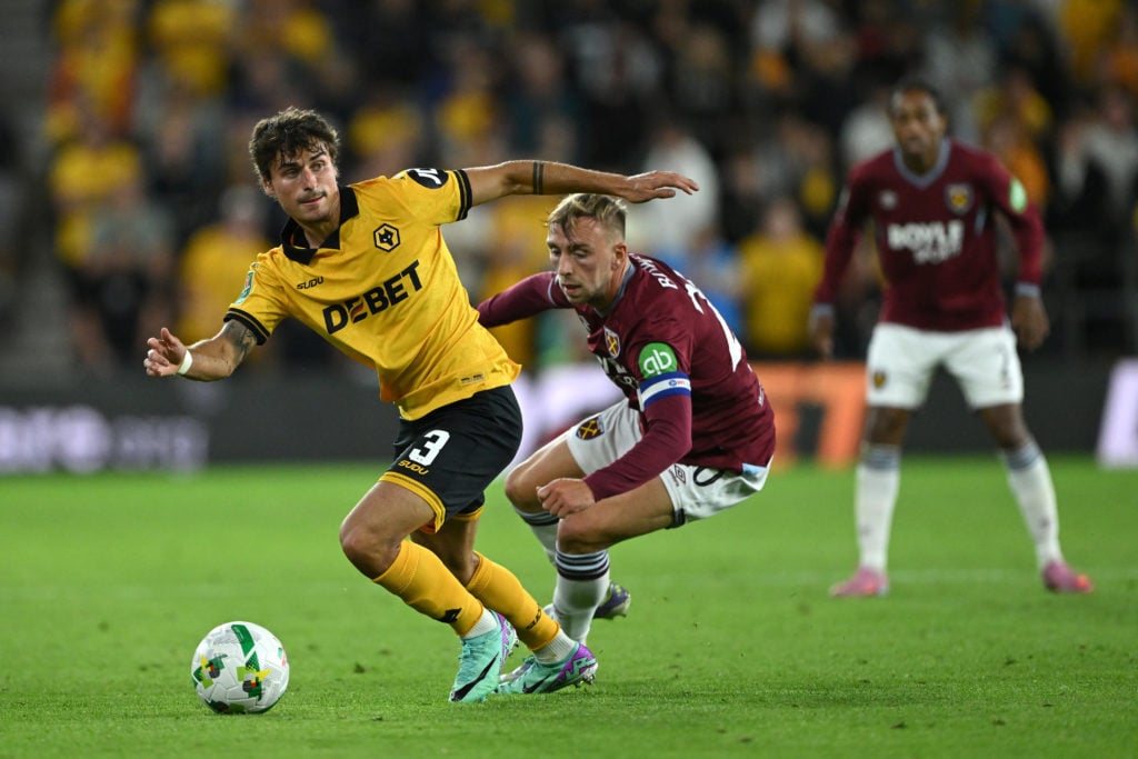 Hugo Bueno on the ball for Wolves.