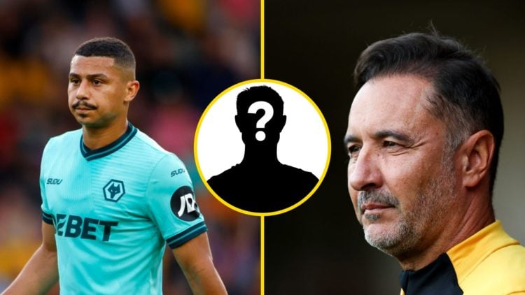Andre playing for Wolves (left), Wolves manager Vitor Pereira looks on (right), mystery player (inset)