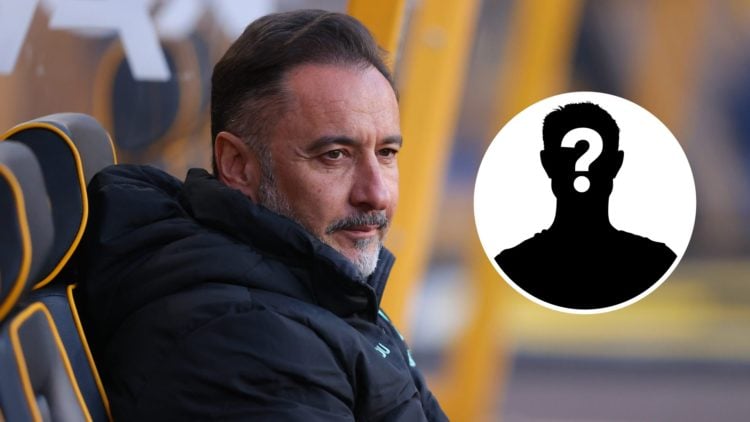 Vitor Pereira watches on from Wolves bench and mystery player to his right.